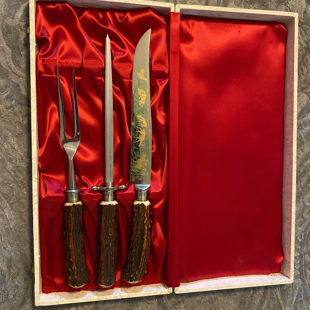 Carving Knife Set with Antler Handles